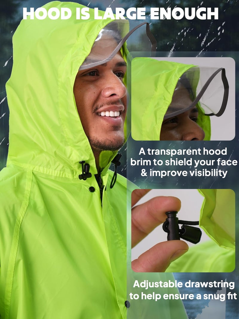ANYOO Hood Rain Poncho Waterproof Lightweight Raincoat for Men Women Adult with Pocket for Hiking Camping Outdoor Activities - Image 4